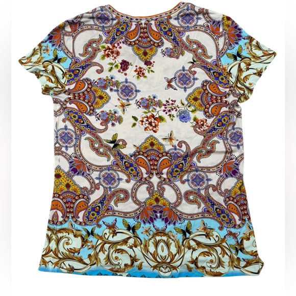 Johnny Was Sz S Top The Janie Favorite Printed V-Neck T-Shirt Boho New - Picture 6 of 9